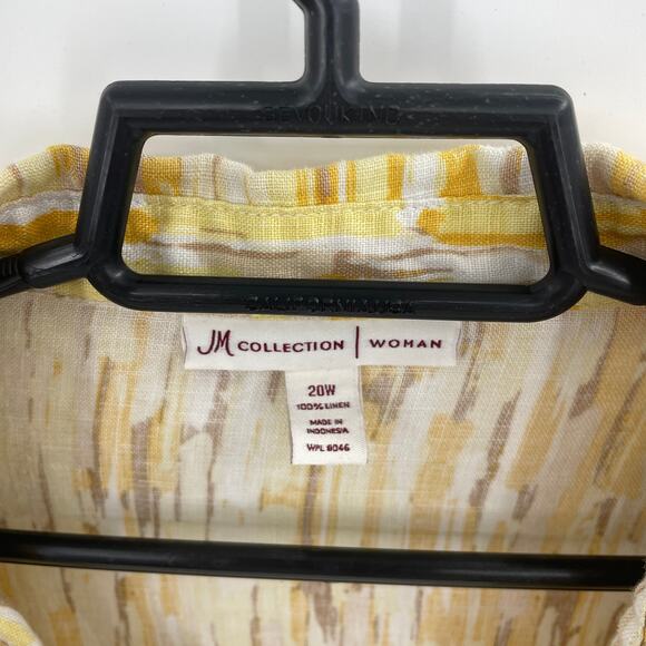 JM COLLECTION Linen Watercolor Print Top Size 20W Button Up 3/4 Sleeve Shirt - Picture 3 of 8